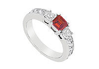 Ruby and Diamond Ring : 14K White Gold - 1.00 CT TGW