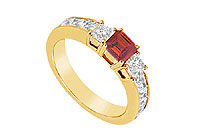 Ruby and Diamond Ring : 14K Yellow Gold - 1.00 CT TGW