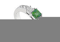 Emerald and Diamond Ring : 14K White Gold - 1.25 CT TGW