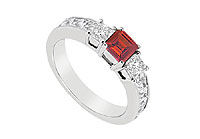 Ruby and Diamond Ring : 14K White Gold - 1.25 CT TGW