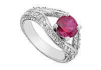 GF Bangkok Ruby and Cubic Zirconia Ring : 10K White Gold - 2.75 CT TGW