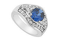 Diffuse Sapphire and Cubic Zirconia Ring : 10K White Gold - 3.00 CT TGW