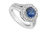 Diffuse Sapphire and Cubic Zirconia Ring : 10K White Gold - 2.66 CT TGW