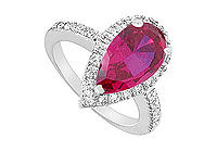 GF Bangkok Ruby and Cubic Zirconia Ring : 10K White Gold - 4.50 CT TGW