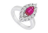 GF Bangkok Ruby and Cubic Zirconia Ring : 10K White Gold - 1.75 CT TGW