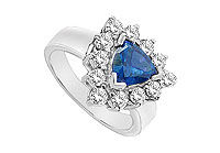 Diffuse Sapphire and Cubic Zirconia Ring : 10K White Gold - 2.00 CT TGW