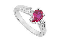 GF Bangkok Ruby and Cubic Zirconia Ring : 10K White Gold - 1.10 CT TGW