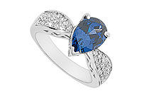 Diffuse Sapphire and Cubic Zirconia Ring : 10K White Gold - 2.50 CT TGW