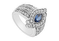 Diffuse Sapphire and Cubic Zirconia Ring : 10K White Gold - 1.50 CT TGW