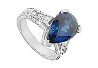 Diffuse Sapphire and Cubic Zirconia Ring : 10K White Gold - 5.50 CT TGW