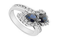 Diffuse Sapphire and Cubic Zirconia Ring : 10K White Gold - 2.50 CT TGW