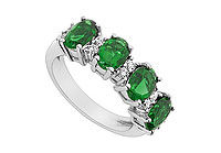Frosted Emerald and Cubic Zirconia Ring : 10K White Gold - 2.25 CT TGW