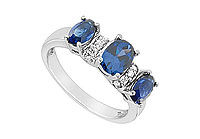 Diffuse Sapphire and Cubic Zirconia Ring : 10K White Gold - 2.15 CT TGW