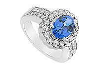 Diffuse Sapphire and Cubic Zirconia Ring : 10K White Gold - 3.25 CT TGW