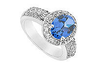Diffuse Sapphire and Cubic Zirconia Ring : 10K White Gold - 3.25 CT TGW