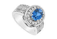 Diffuse Sapphire and Cubic Zirconia Ring : 10K White Gold - 3.50 CT TGW