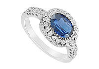 Diffuse Sapphire and Cubic Zirconia Ring : 10K White Gold - 3.50 CT TGW