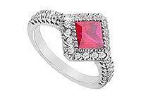 GF Bangkok Ruby and Cubic Zirconia Ring : 10K White Gold - 1.50 CT TGW