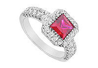 GF Bangkok Ruby and Cubic Zirconia Ring : 10K White Gold - 2.50 CT TGW