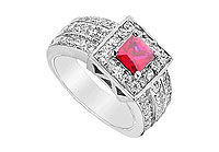 GF Bangkok Ruby and Cubic Zirconia Ring : 10K White Gold - 2.00 CT TGW