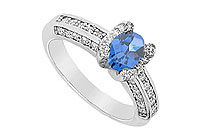 Diffuse Sapphire and Cubic Zirconia Ring : 10K White Gold - 3.00 CT TGW