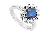 Diffuse Sapphire and Cubic Zirconia Ring : 10K White Gold - 3.00 CT TGW