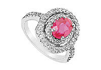 GF Bangkok Ruby and Cubic Zirconia Ring : 10K White Gold - 3.25 CT TGW