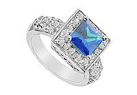 Diffuse Sapphire and Cubic Zirconia Ring : 10K White Gold - 2.00 CT TGW