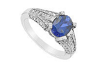 Diffuse Sapphire and Cubic Zirconia Ring : 10K White Gold - 3.00 CT TGW