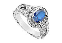Diffuse Sapphire and Cubic Zirconia Ring : 10K White Gold - 3.75 CT TGW