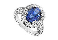 Diffuse Sapphire and Cubic Zirconia Ring : 10K White Gold - 4.50 CT TGW