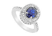 Diffuse Sapphire and Cubic Zirconia Ring : 10K White Gold - 3.25 CT TGW