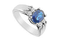 Diffuse Sapphire and Cubic Zirconia Ring : 10K White Gold - 2.75 CT TGW