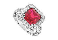 GF Bangkok Ruby and Cubic Zirconia Ring : 10K White Gold - 4.75 CT TGW