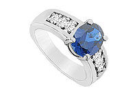 Diffuse Sapphire and Cubic Zirconia Ring : 10K White Gold - 3.00 CT TGW