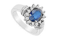 Diffuse Sapphire and Cubic Zirconia Ring : 10K White Gold - 3.25 CT TGW