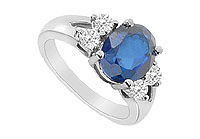 Diffuse Sapphire and Cubic Zirconia Ring : 10K White Gold - 3.00 CT TGW
