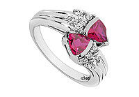 GF Bangkok Ruby and Cubic Zirconia Ring : 10K White Gold - 1.00 CT TGW