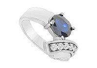 Diffuse Sapphire and Cubic Zirconia Ring : 10K White Gold - 1.75 CT TGW