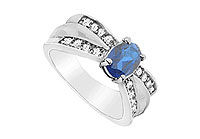 Diffuse Sapphire and Cubic Zirconia Ring : 10K White Gold - 2.00 CT TGW