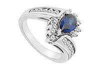 Diffuse Sapphire and Cubic Zirconia Ring : 10K White Gold - 1.75 CT TGW