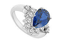 Diffuse Sapphire and Cubic Zirconia Ring : 10K White Gold - 4.00 CT TGW