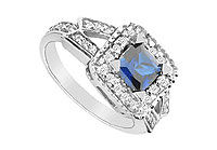 Diffuse Sapphire and Cubic Zirconia Ring : 10K White Gold - 1.75 CT TGW