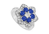 Diamond and Sapphire Ring : 14K White Gold - 1.50 CT TGW