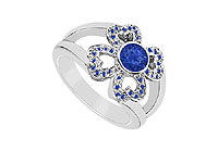 Blue Sapphire Ring : 14K White Gold - 0.50 CT TGW