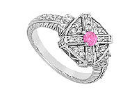 Pink Sapphire and Diamond Ring : 14K White Gold - 0.75 CT TGW