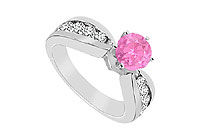 Pink Sapphire Ring : 14K White Gold - 1.75 CT TGW