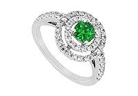 Emerald and Diamond Ring : 14K White Gold - 1.75 CT TGW