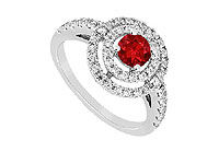 Ruby and Diamond Ring : 14K White Gold - 1.75 CT TGW