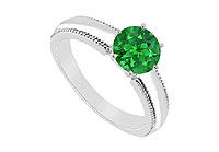 Emerald Ring : 14K White Gold - 1.00 CT TGW